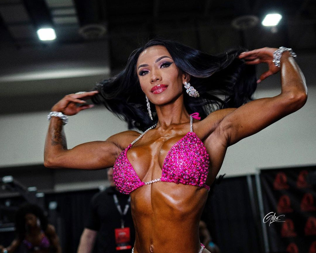 Who made 2022 Ms Bikini Olympia Maureen Blanquisco's Pink Bikini?