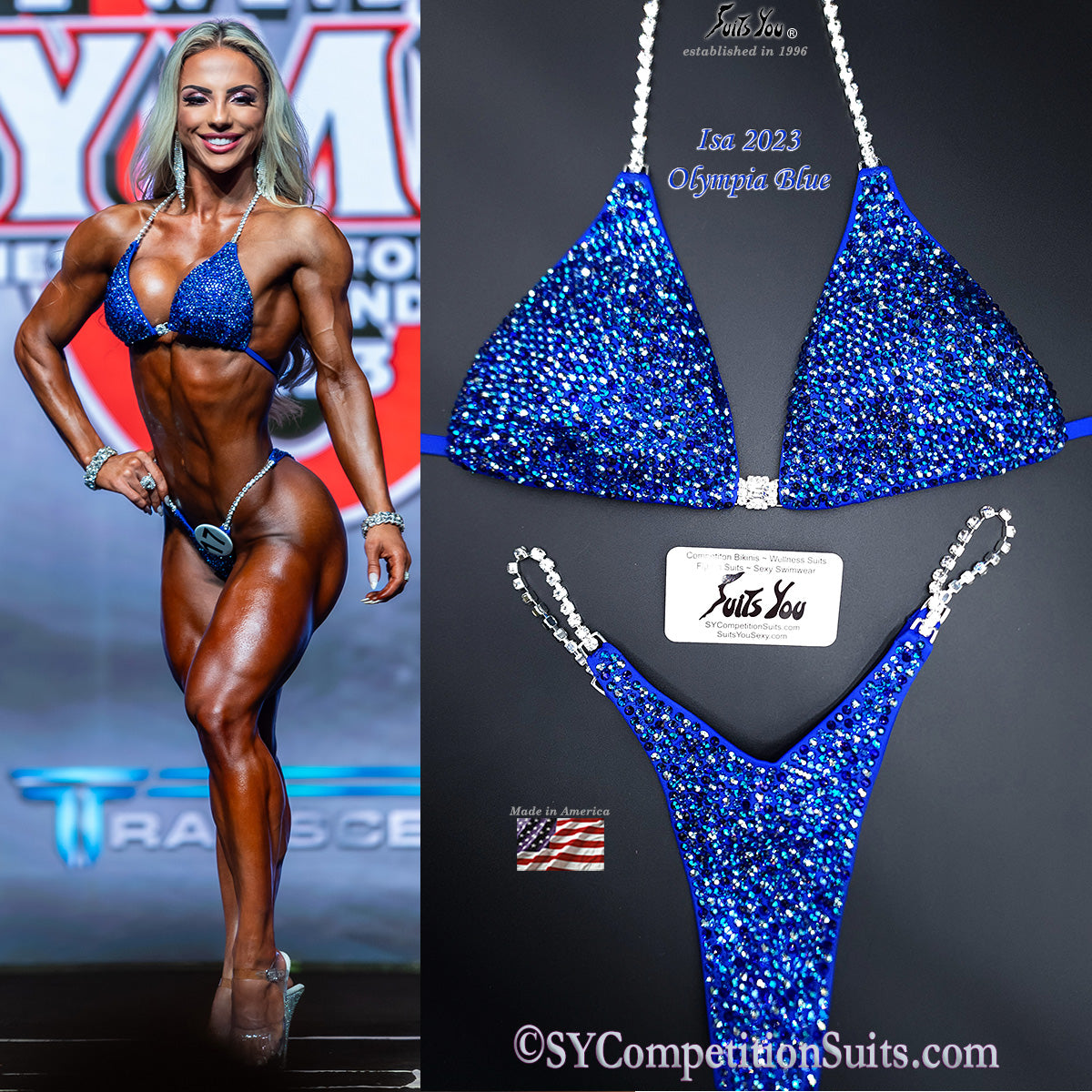 Isa Pereira 2023 Olympia Blue Wellness Competition Suit, 2023 Olympia.