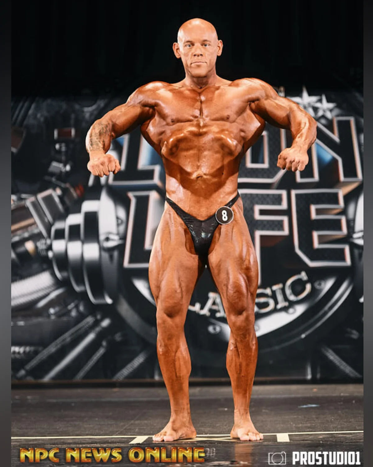 Custom bodybuilding trunks black mist hologram front view, Rio cut, subtle shine made to order in Clearwater Florida