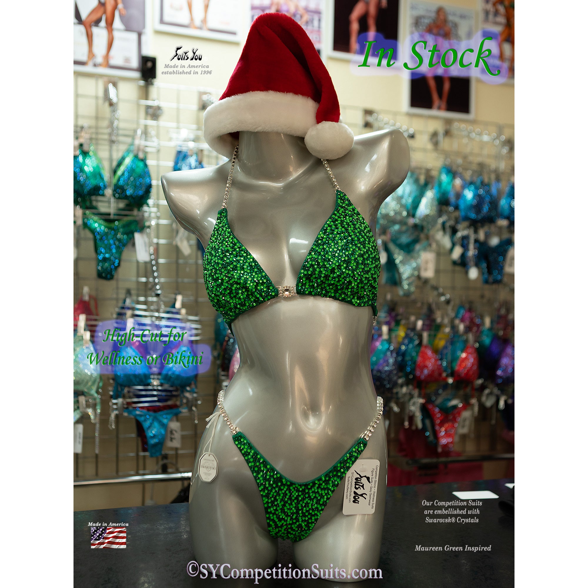 SYC Emerald Green Competition Bikini - Detail Shot