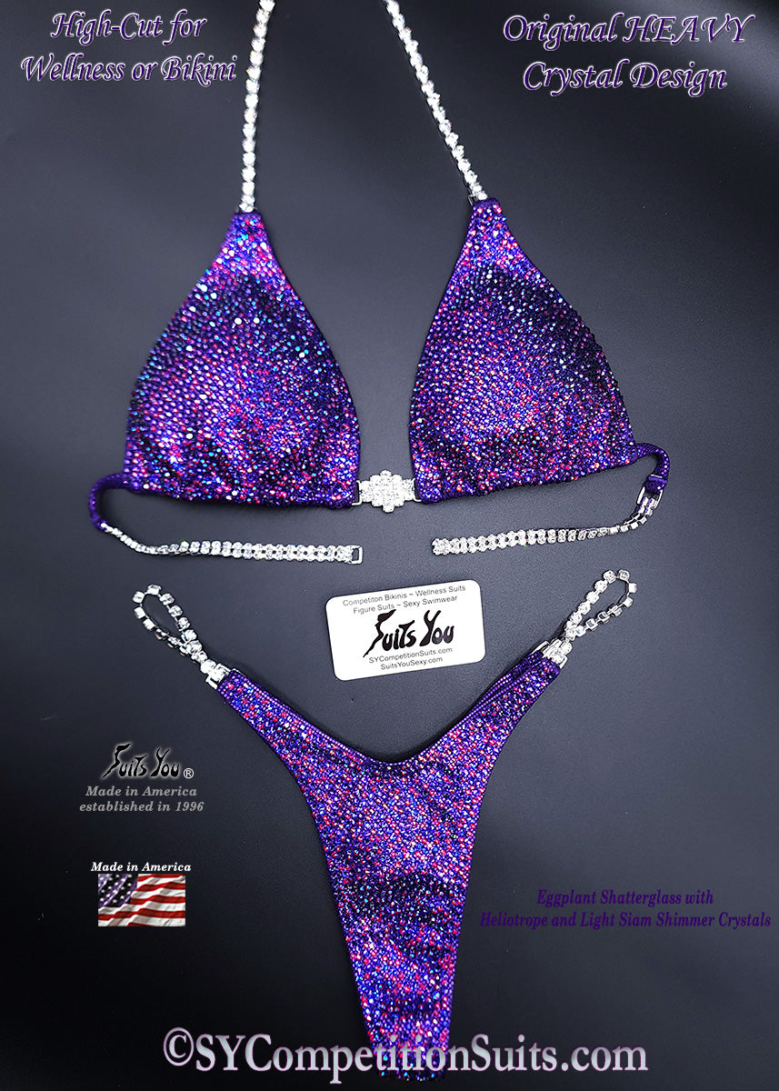In stock competition bikini, Heliotrope crystals