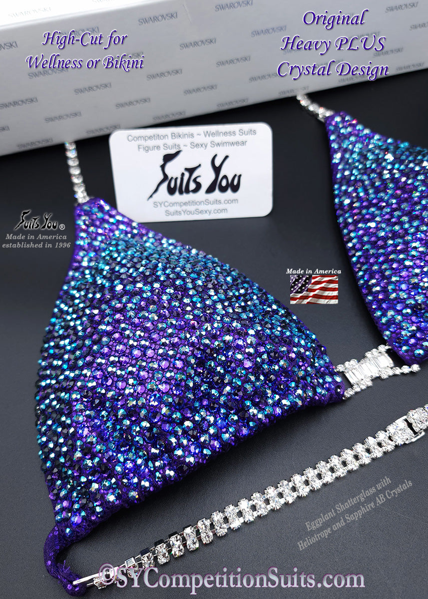 In Stock Competition Suit, full bling, eggplant