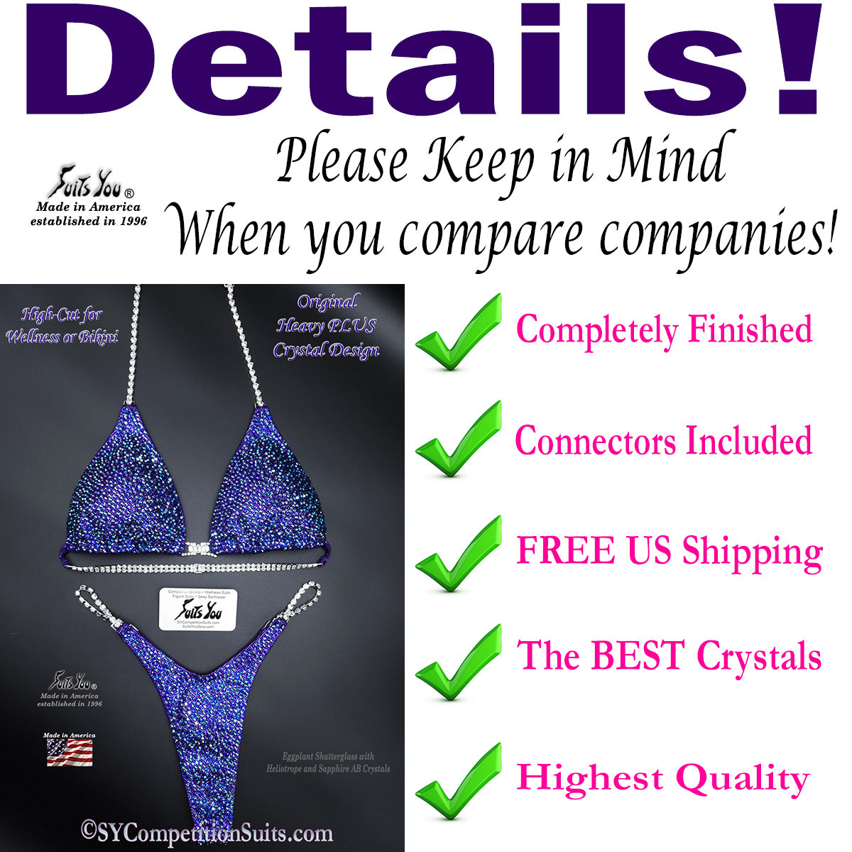 In Stock Competition Suit, full bling details