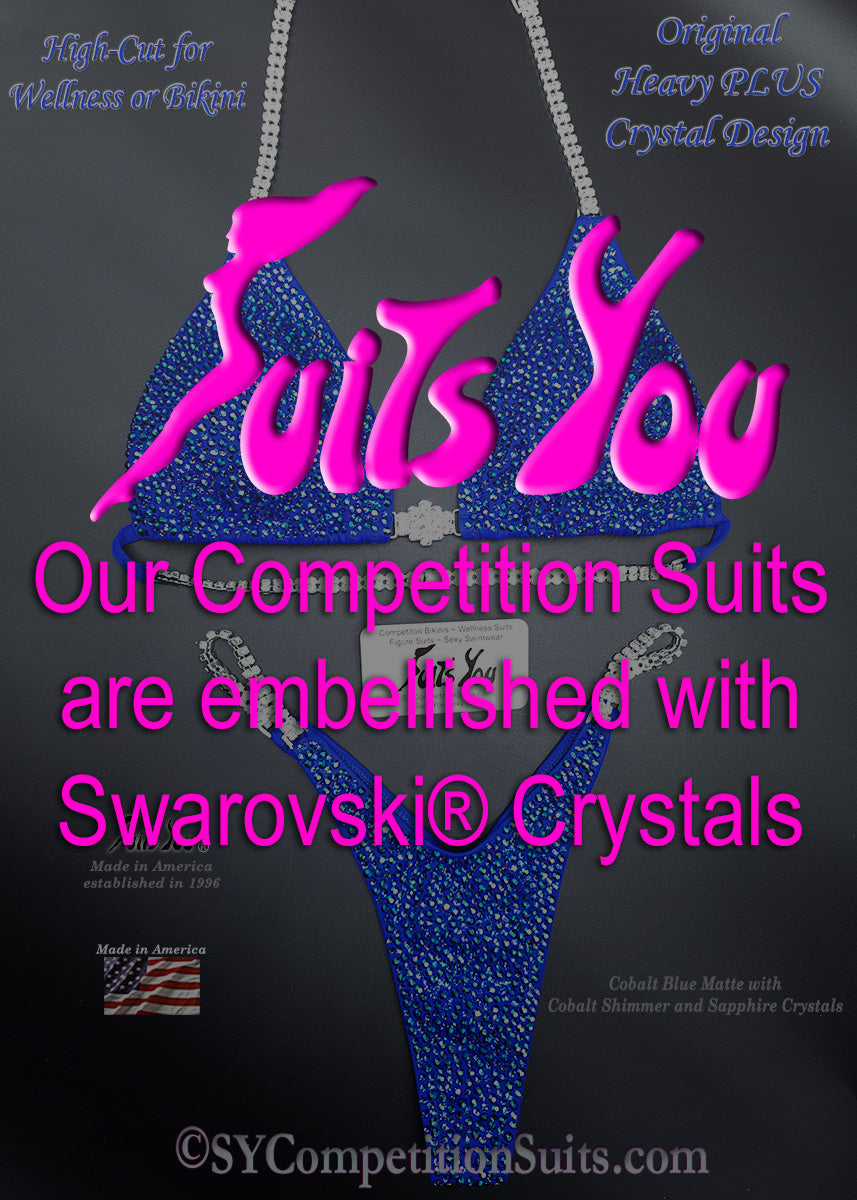 Blue in stock competition suit, , cobalt for npc ifbb