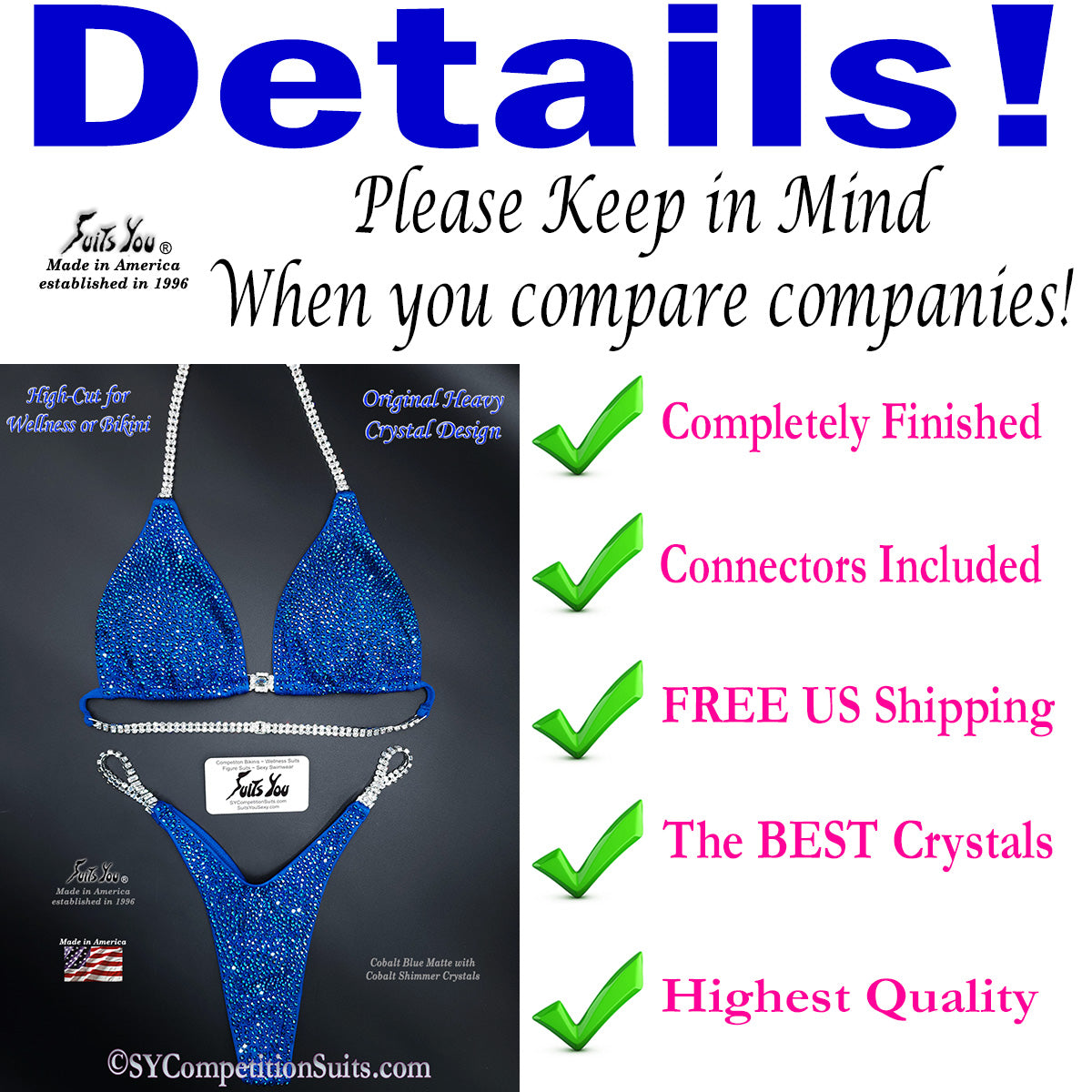 In Stock Competition Suit, Cobalt Blue, Details