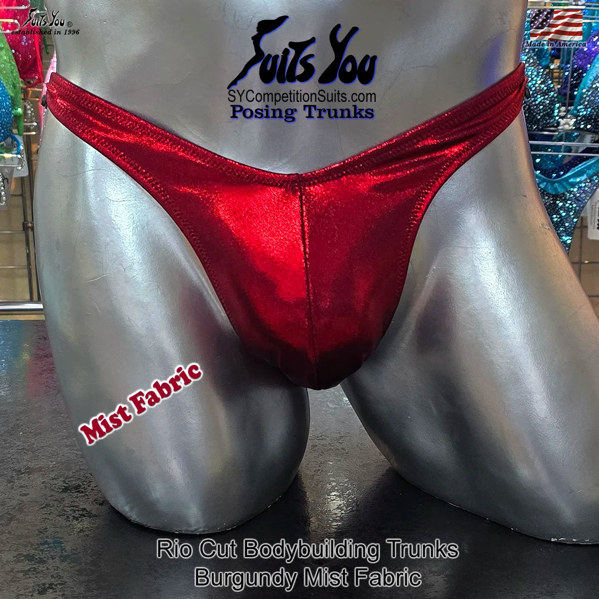 Posing Trunks, Rio Cut with Gather, Mist Fabric