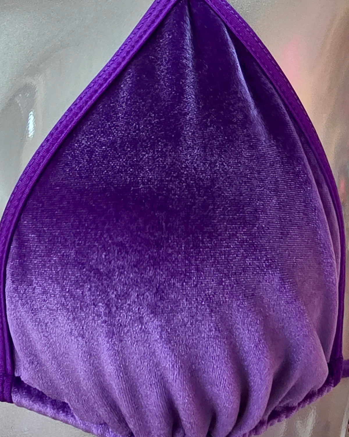 Purple Velvet Posing Suit — close-up of the fabric. SYCompetitionSuits