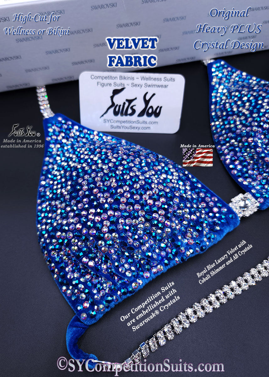Royal Blue Velvet Competition Bikini