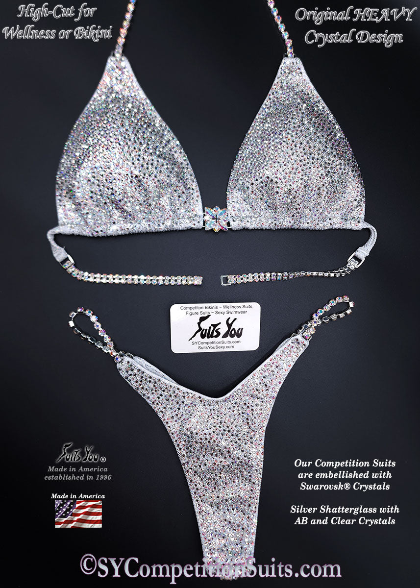 White Wellness Suit or High Cut Bikini, Original HEAVY Color Crystal. White Wellness Suit or High Cut Bikini, Original HEAVY Color Crystal.
