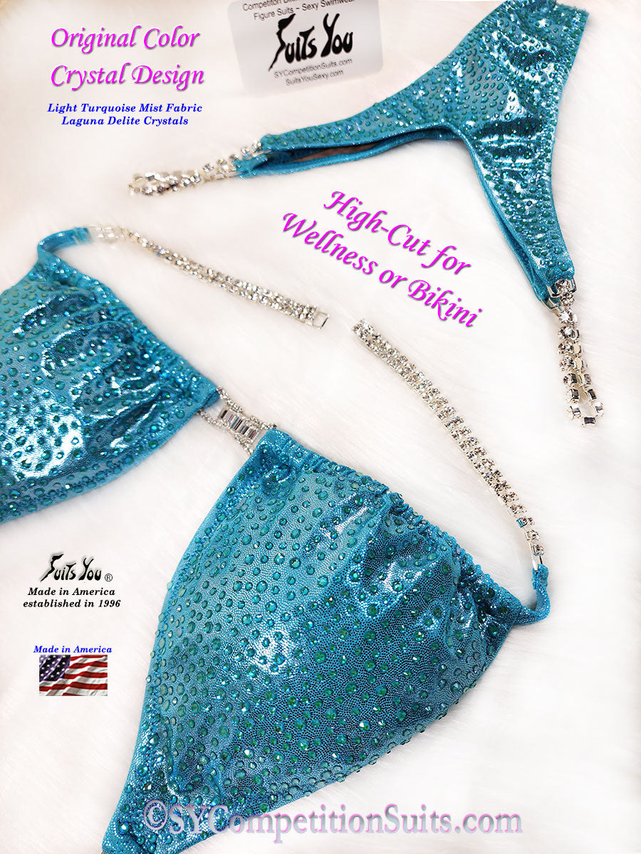 In Stock Wellness or High Cut Bikini, Original Color Crystal, Laguna