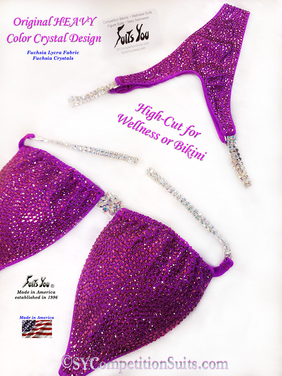 In-Stock High-Cut Competition Suit, Fuchsia