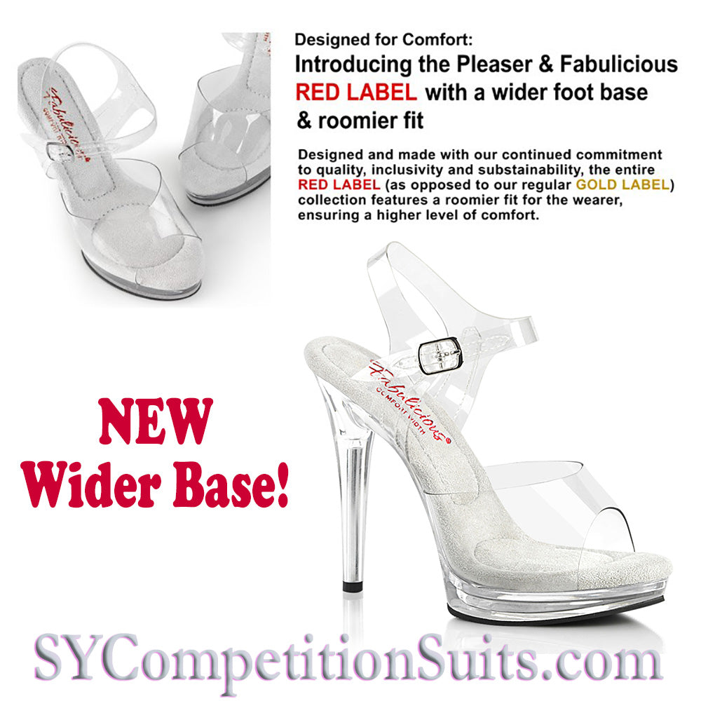 Wide Base Competition Heels, 5-inch Heel with Ankle Strap.