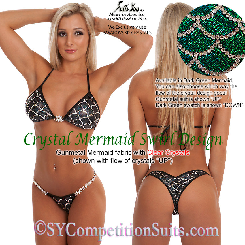 Competition Bikini, Crystal Mermaid Swirl Design SYCS509