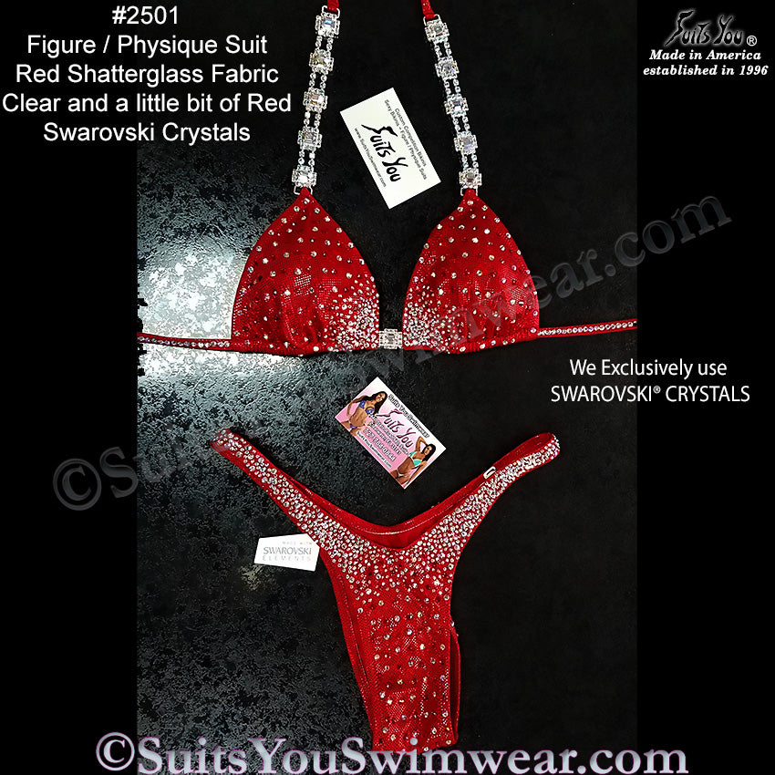 Figure Competition Suit or Physique Competition Suit, red