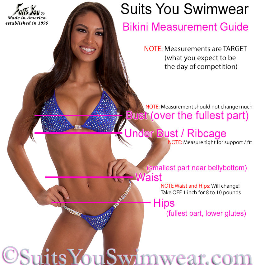 Cobalt Competition Bikini, Pro Competition Suit, measurement guide for NPC IFBB