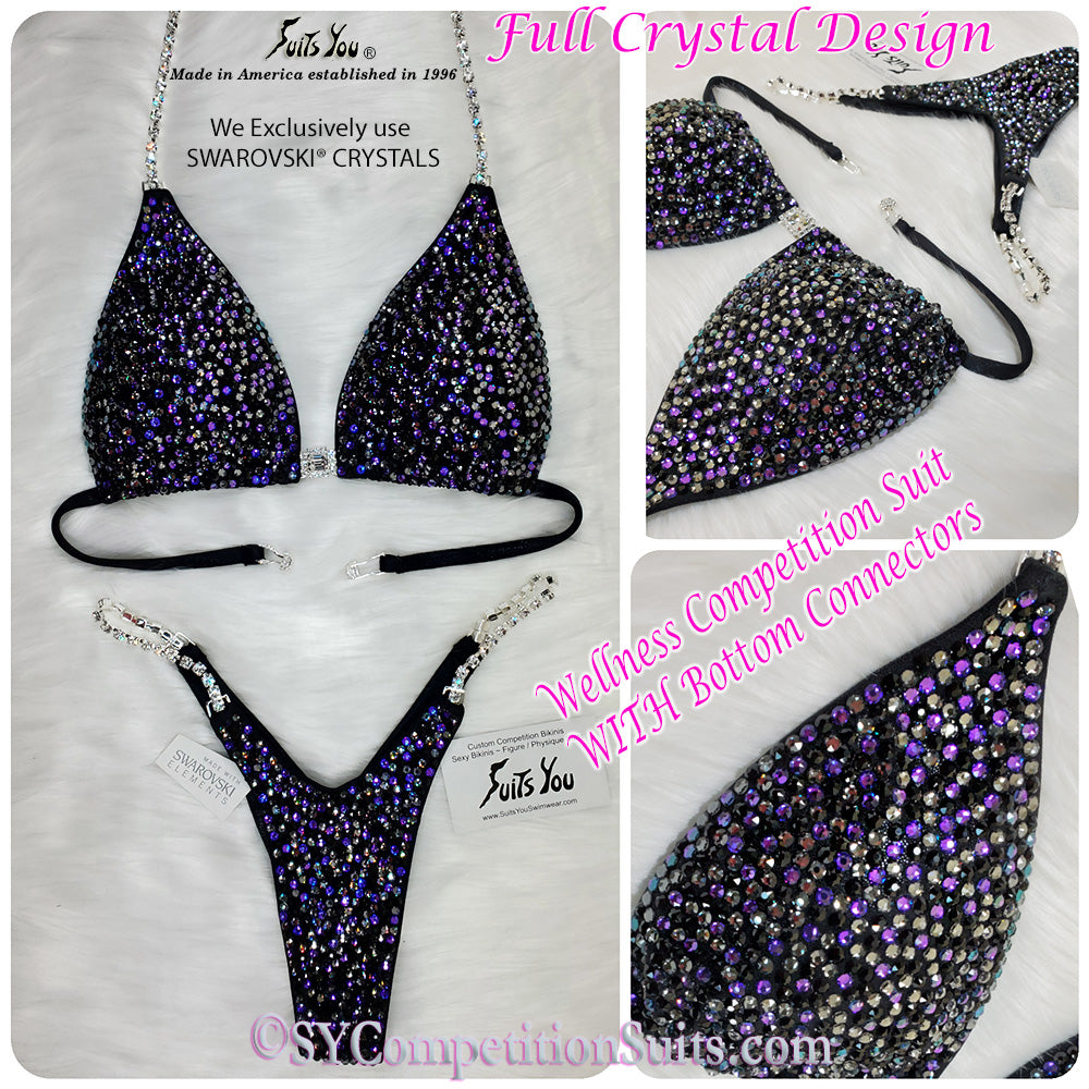 Wellness Bikini with bottom connectors, black multi color