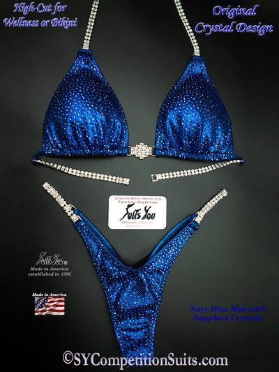 In Stock High Cut Competition Bikini, Navy Blue