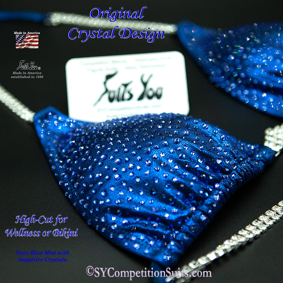 Navy Blue In Stock High Cut Competition Bikini