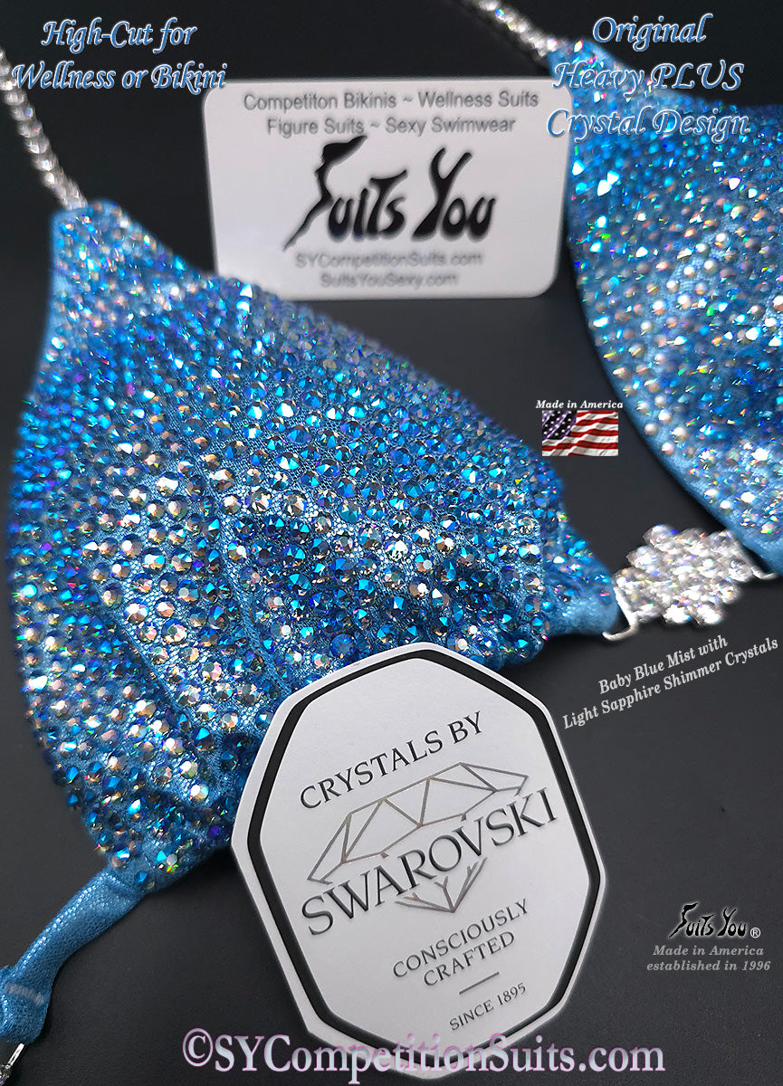 Baby Blue Crystal Competition Suit, Wellness or Bikini