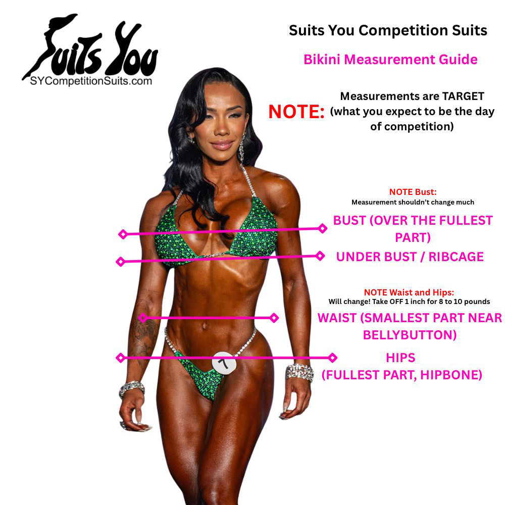 SYC Competition Bikini Measurement Guide - How to Measure for Your Suit