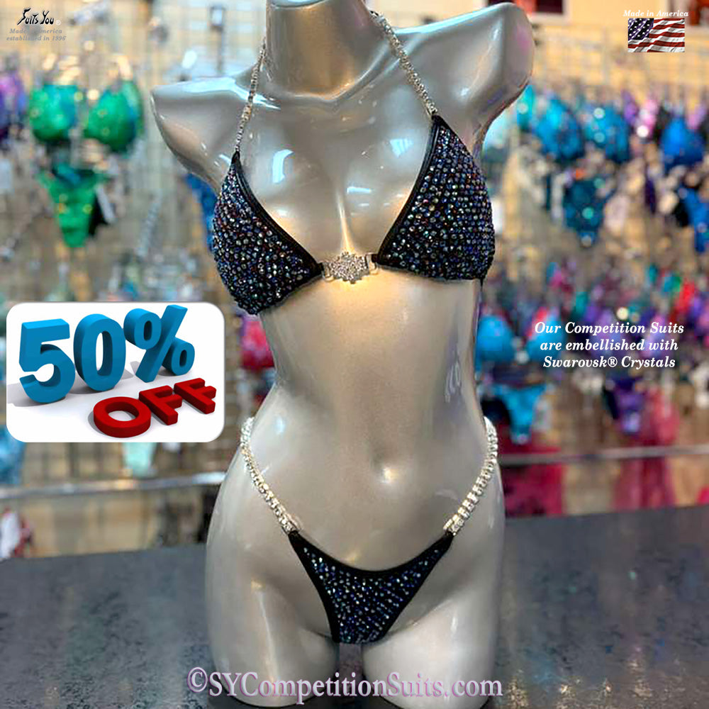 Half off black crystal competition Suit.