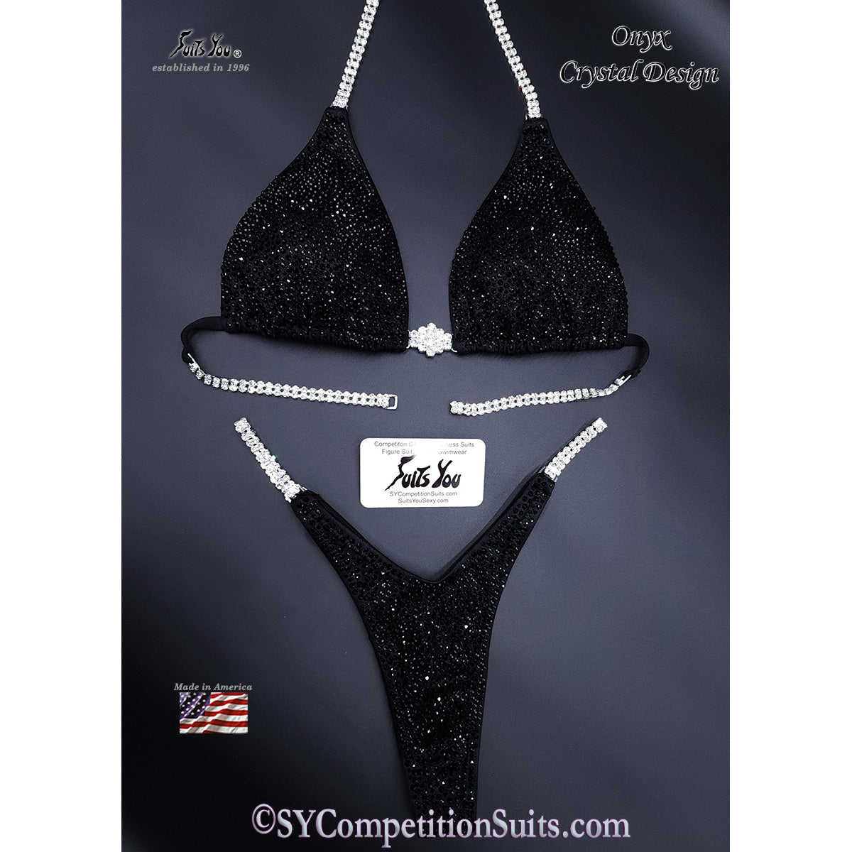 Black Crystal Wellness Suit or Competition Bikini