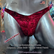 Bodybuilding Trunks, Limited Edition Burgundy Glitter Swirl