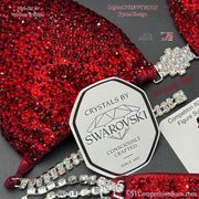 In Stock Competition Suit. Burgundy Bliss Crystal Design.