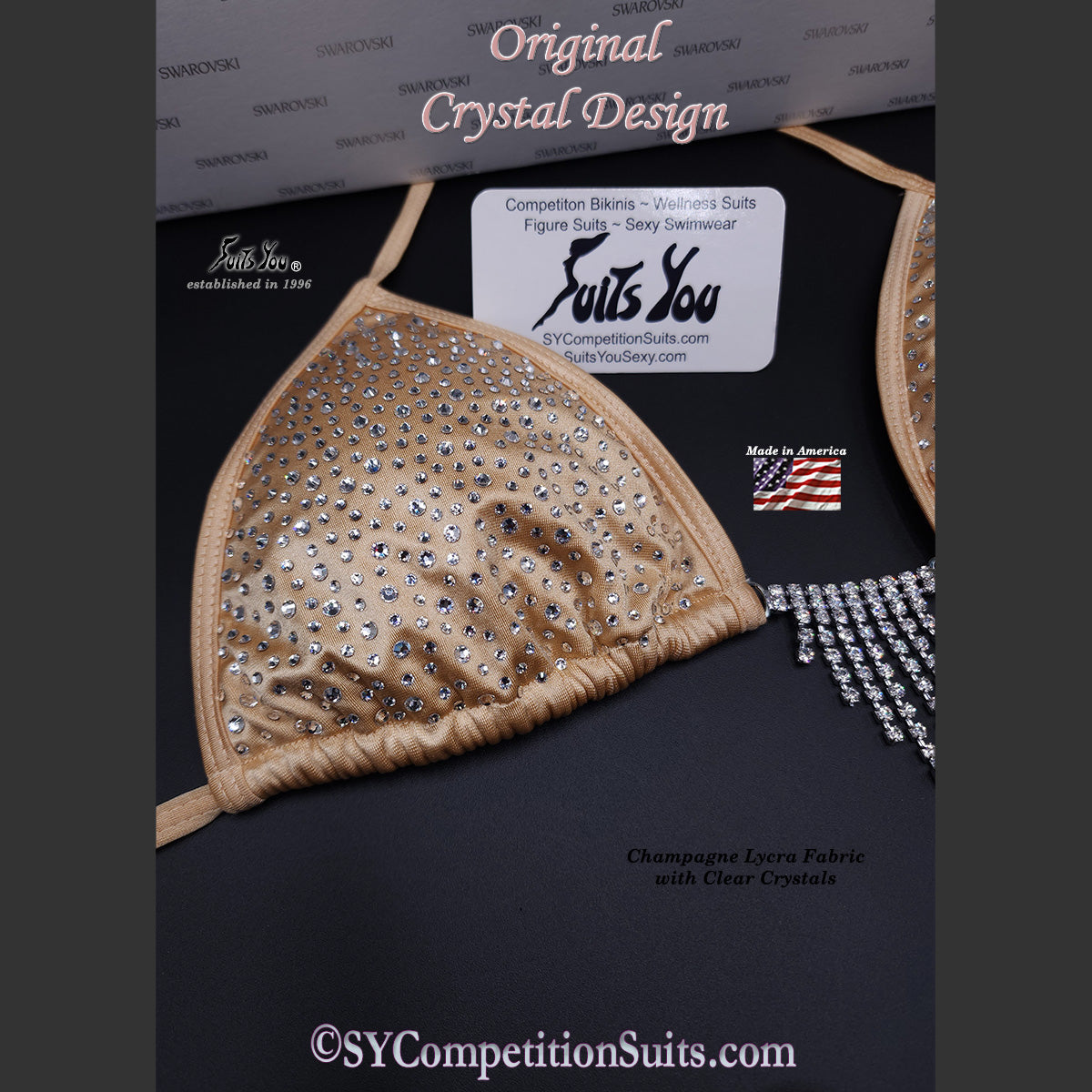 Competition Bikini Sale, Champagne with Clear Crystals