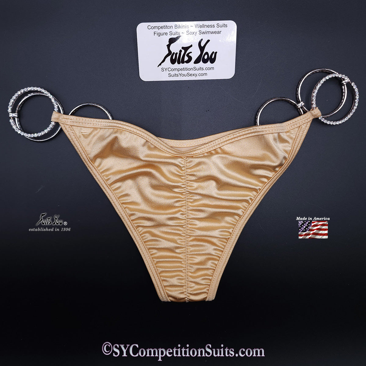 Competition bikini, champagne competition bikini with crystals