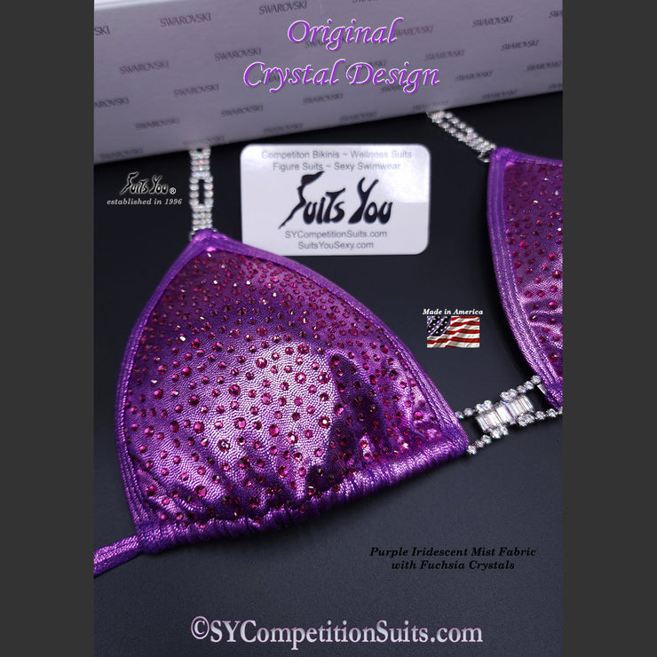 Competition Bikini Sale, Purple Iridescent Mist with Crystals