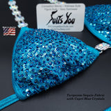Competition Bikini Sale, Turquoise Sequin fabric