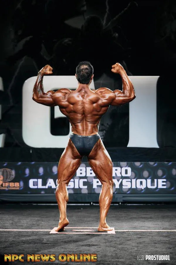 Custom PRO Cut classic physique trunks side view, showing the aggressive side cut and higher leg opening compared to standard PRO cut