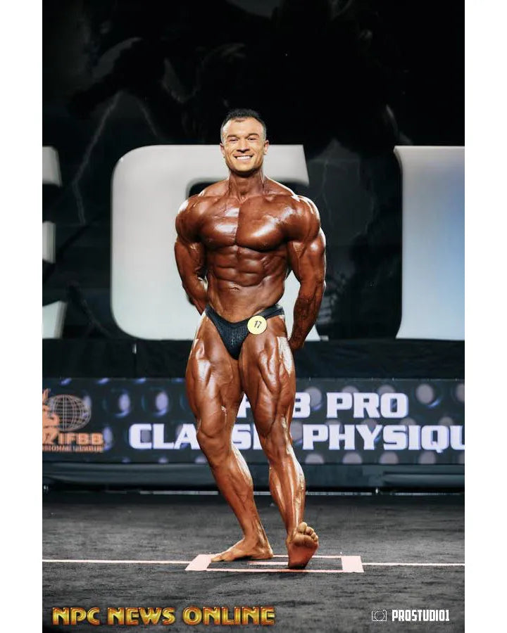 Custom PRO Cut classic physique trunks fabric and finish detail, handcrafted in Clearwater Florida