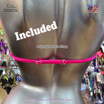 Adjustable back strap detail on Fit Model competition bikini top