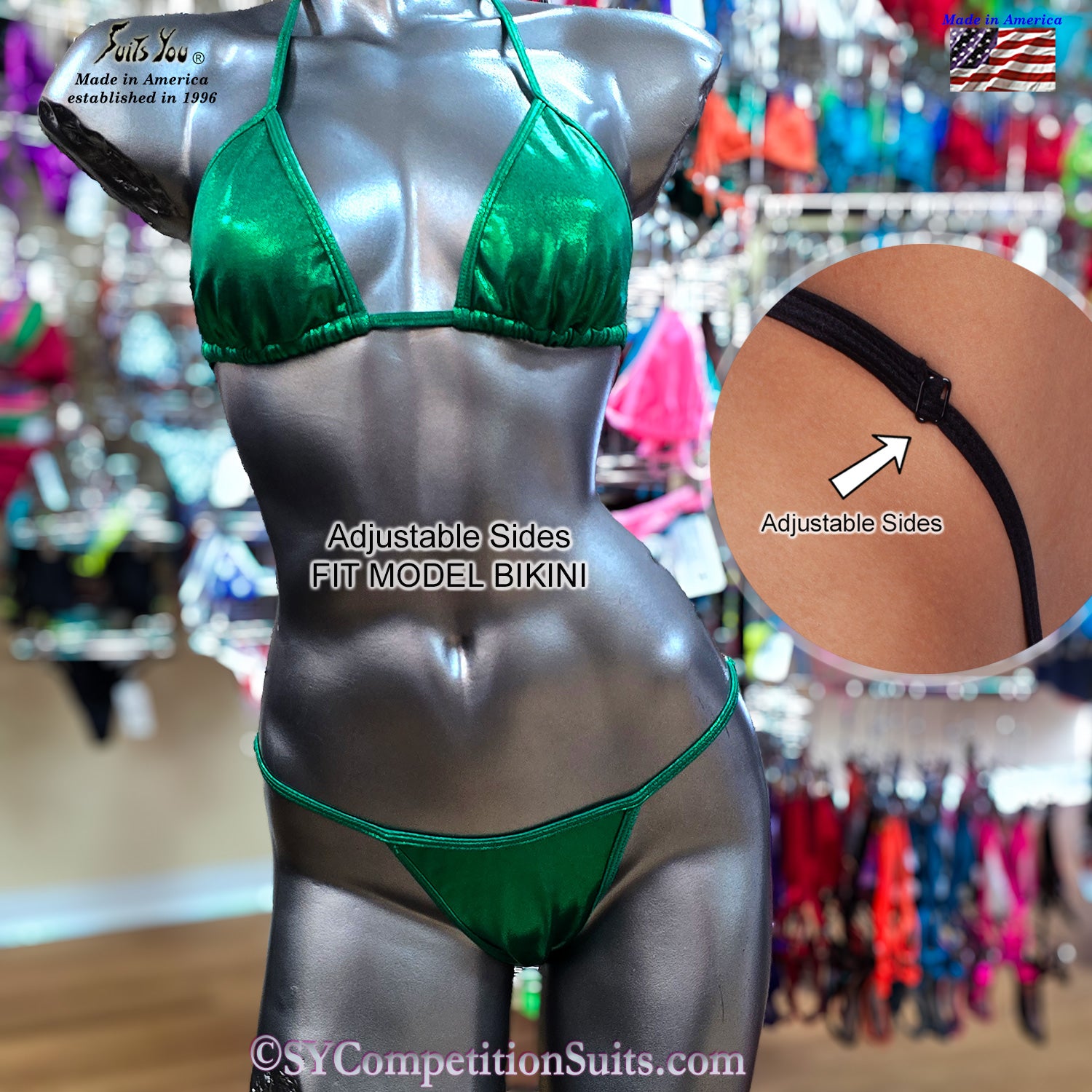 In Stock Kelly Green Mist Classic Cut Fit Model Bikini for NPC and IFBB competition