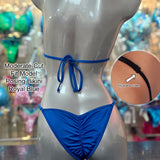 Royal blue Fit Model practice bikini back view showing 50% glute coverage