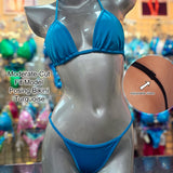 Turquoise solid Lycra Fit Model practice bikini moderate cut