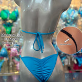 Turquoise solid Lycra Fit Model posing practice bikini.