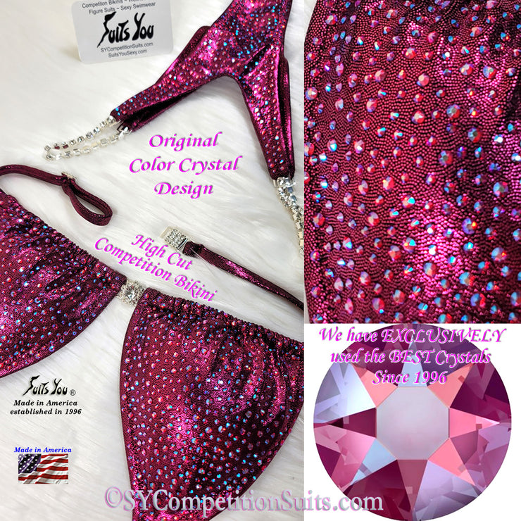 Budget Friendly High-Cut Competition Suit, Original Crystal