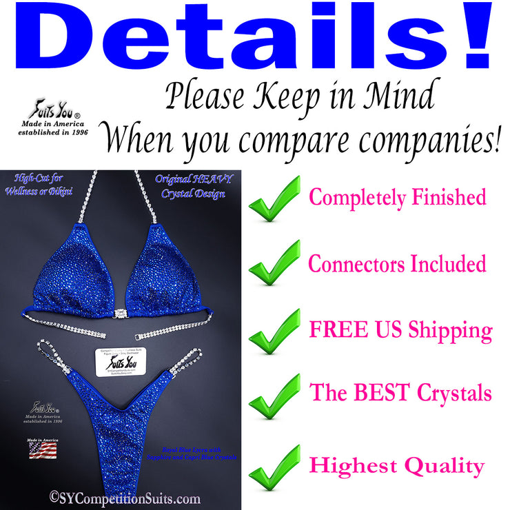 Royal Blue Sequin Competition Bikini with Hologram Fabric