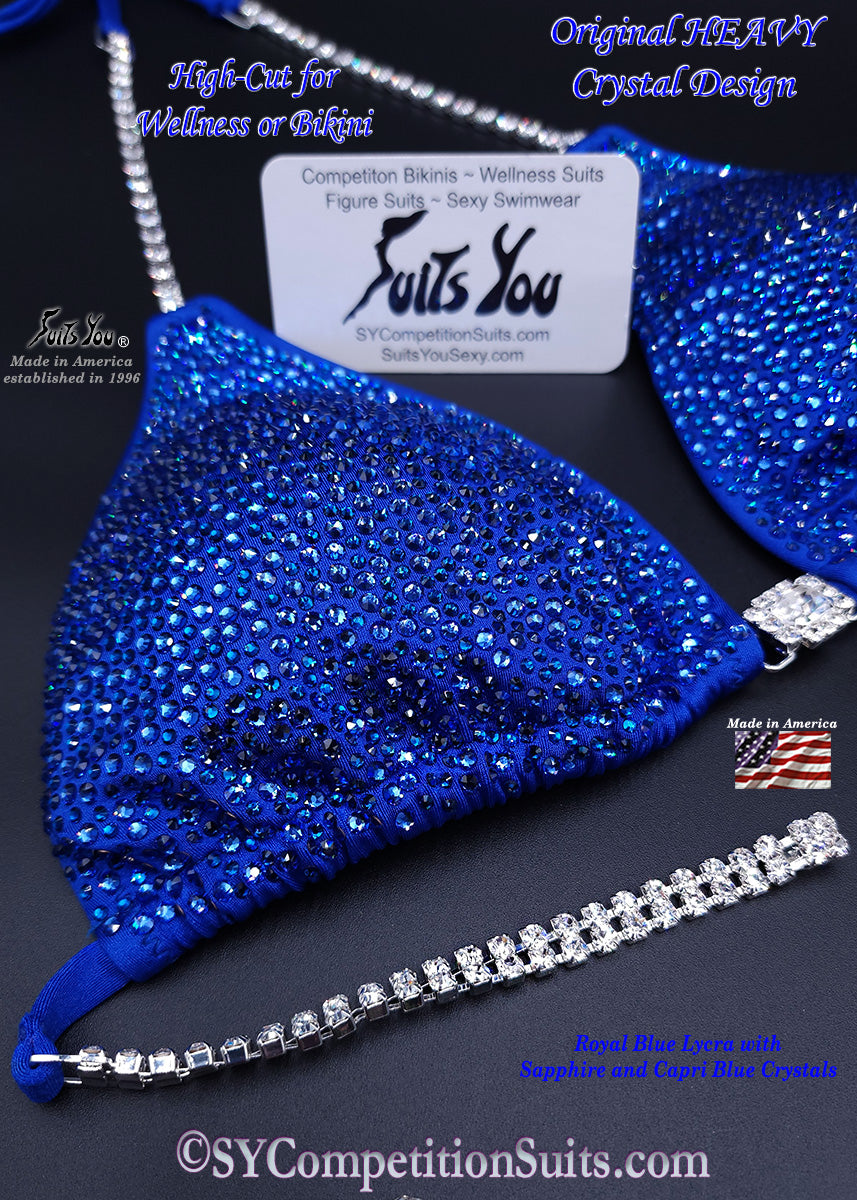 In Stock Competition Bikini, Royal Blue Fabric