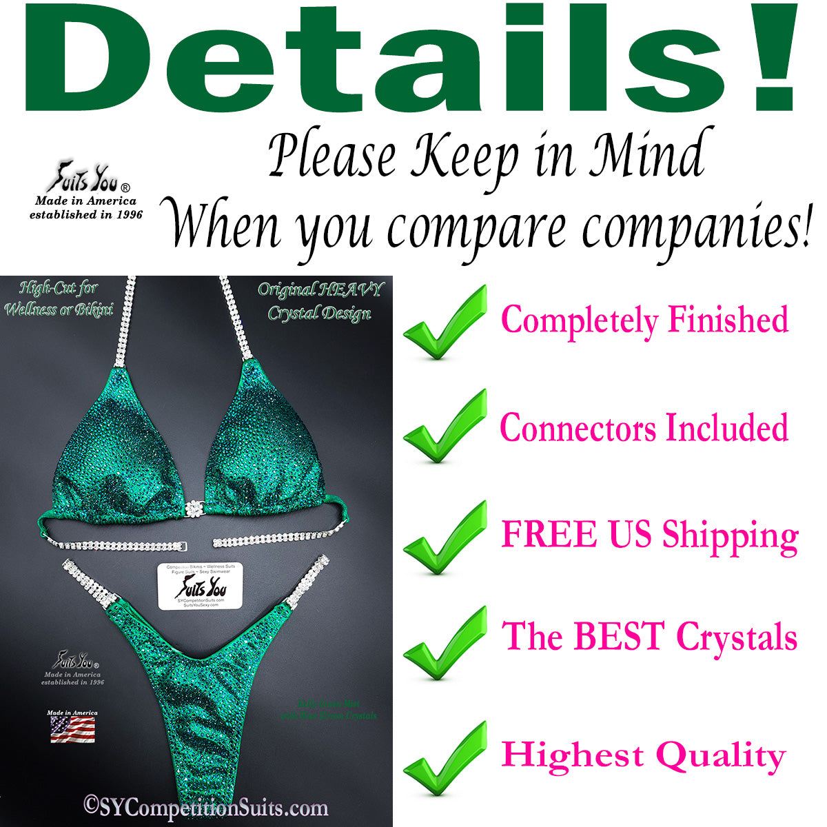 In-Stock Competitin Suit, Kelly Green Details