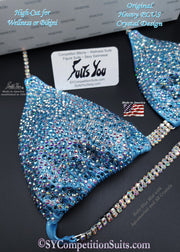 In Stock Competition Suit, Baby Blue with Crystals