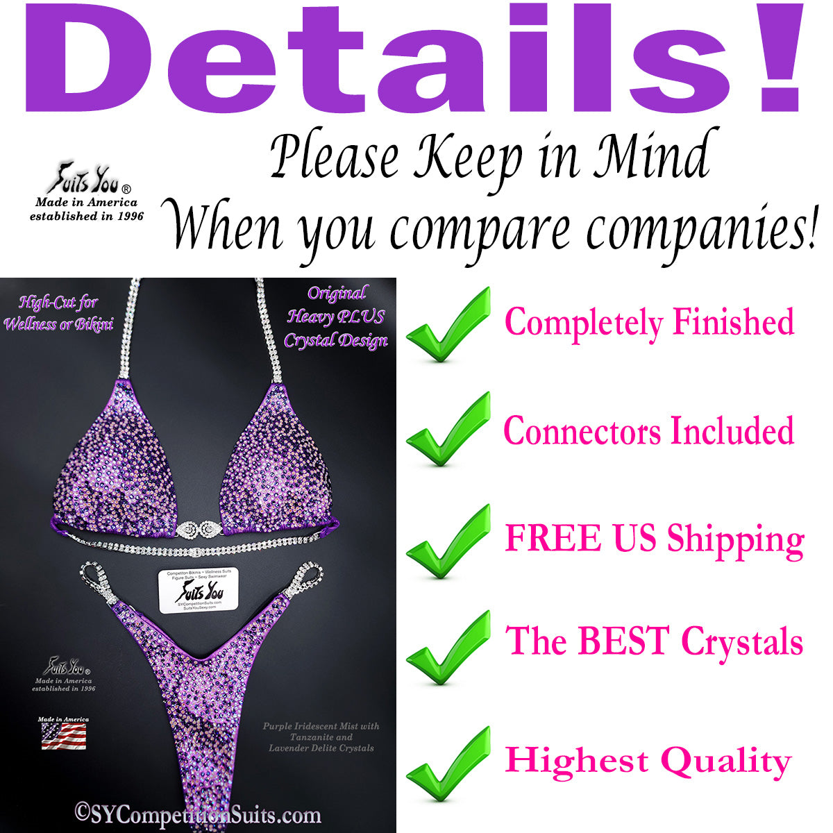 In Stock Competition Suit, Lavender Details