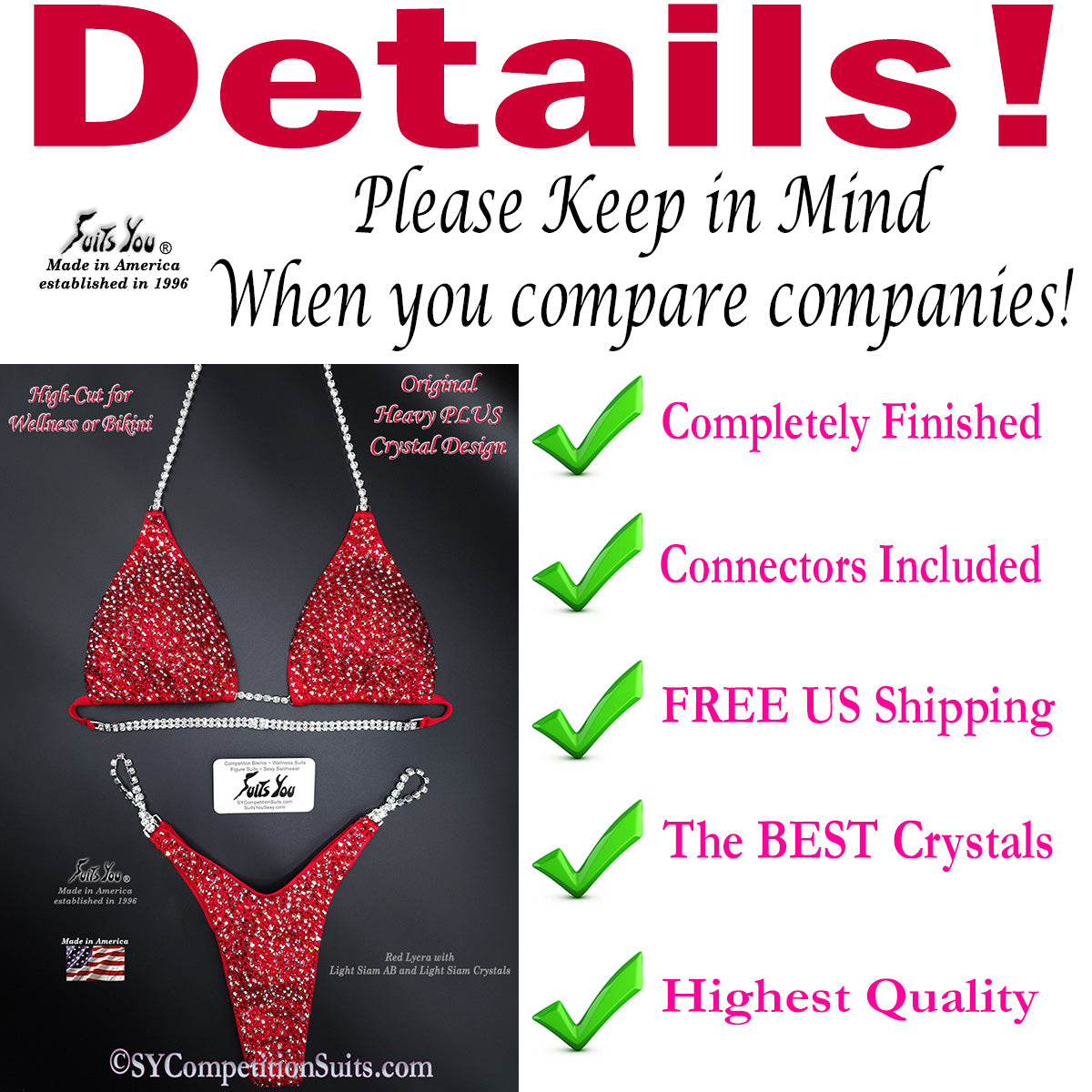 In Stock Competition Suit, Red Two-Tone Details