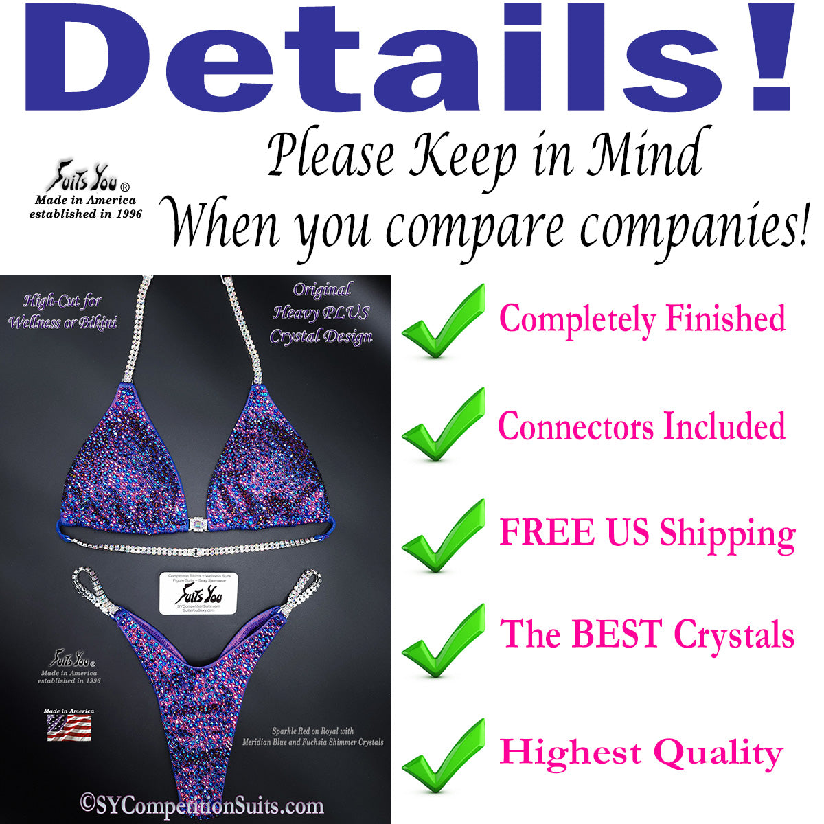 In Stock Competition Bikini, Sparkle Details