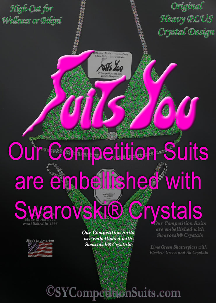 Lime Competition Suit, Embellished with Swarovsk® Crystals.