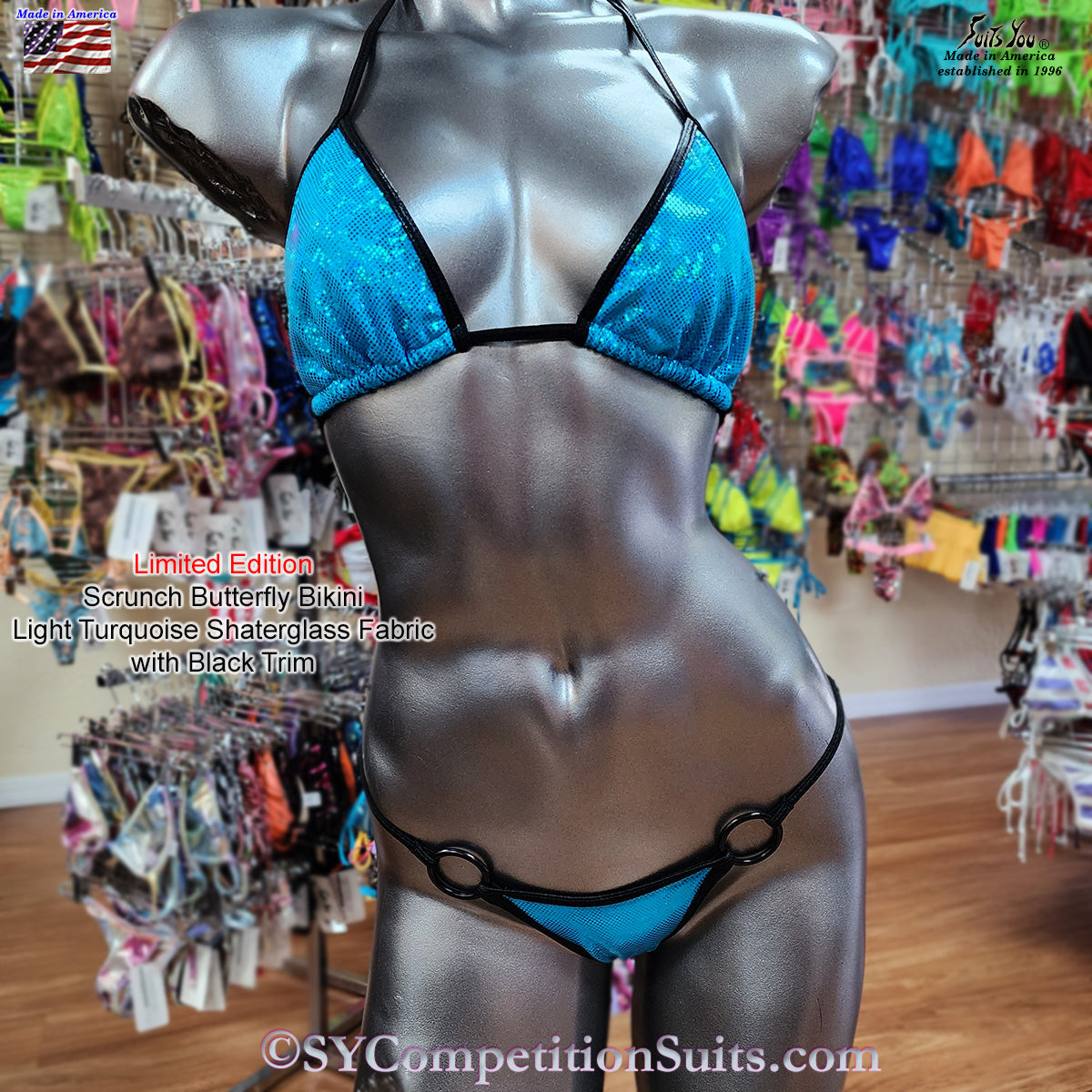 Posing Practice Bikini SALE, Turquoise with Black Trim