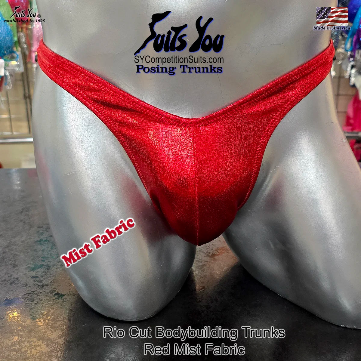 Red Mist, Posing Trunks, Rio Cut with Gather